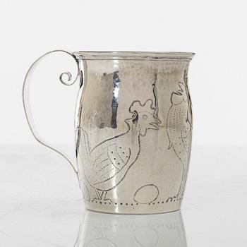 Mugg, silver, svensk importstämpel Axel Larson, Helsingborg 1921.