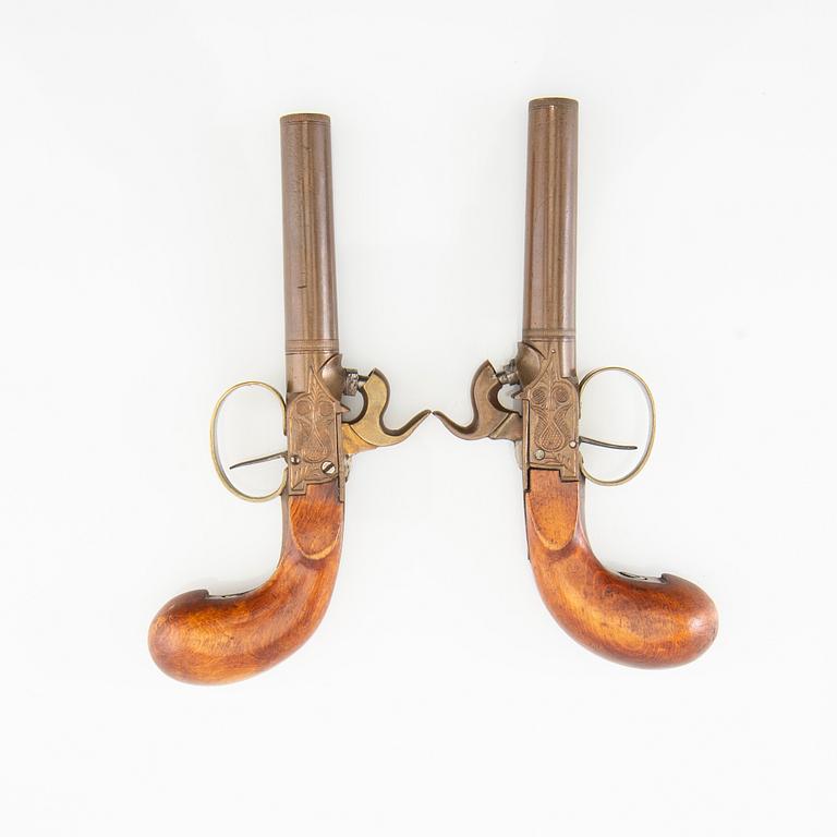 Percussion pistols, a pair, first half of the 19th century.