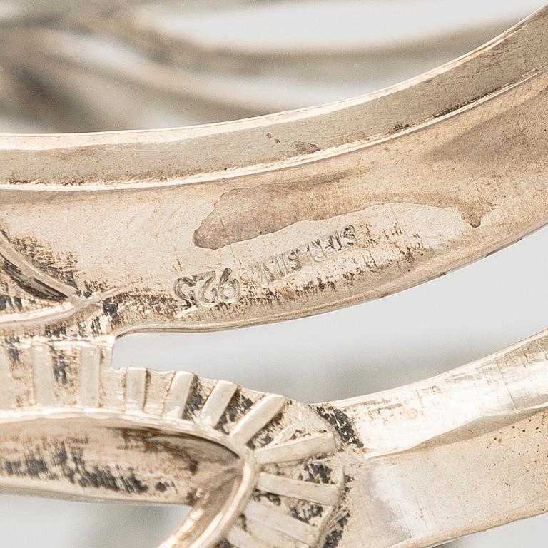 Serveringskålar, ett par, sterling silver och glas, 1900-talets mitt.