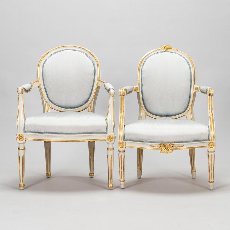 Two armchairs, Louis XVI, probably Denmark, second half of the 18th century.