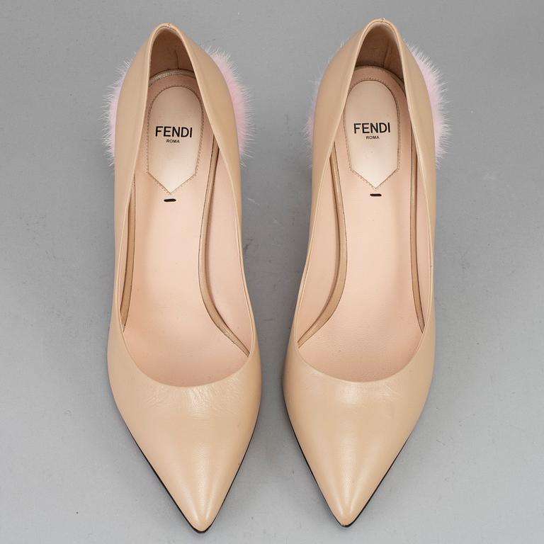 FENDI, a pair of leather hight heel shoes, size 40.