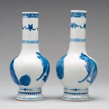 A pair of blue and white vases, late Qingdynasty.