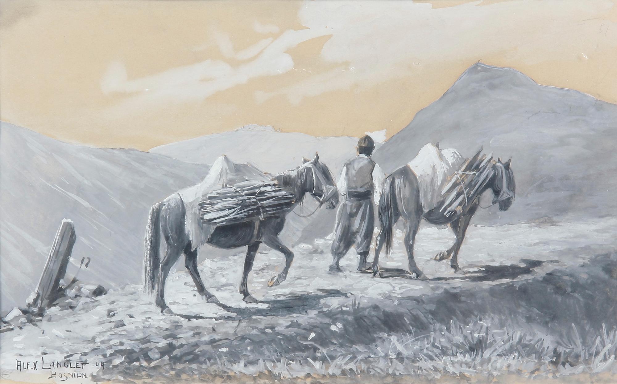 LANGLET, ALEXANDER, akvarell med täckvitt, sign o dat Bosnien -49.