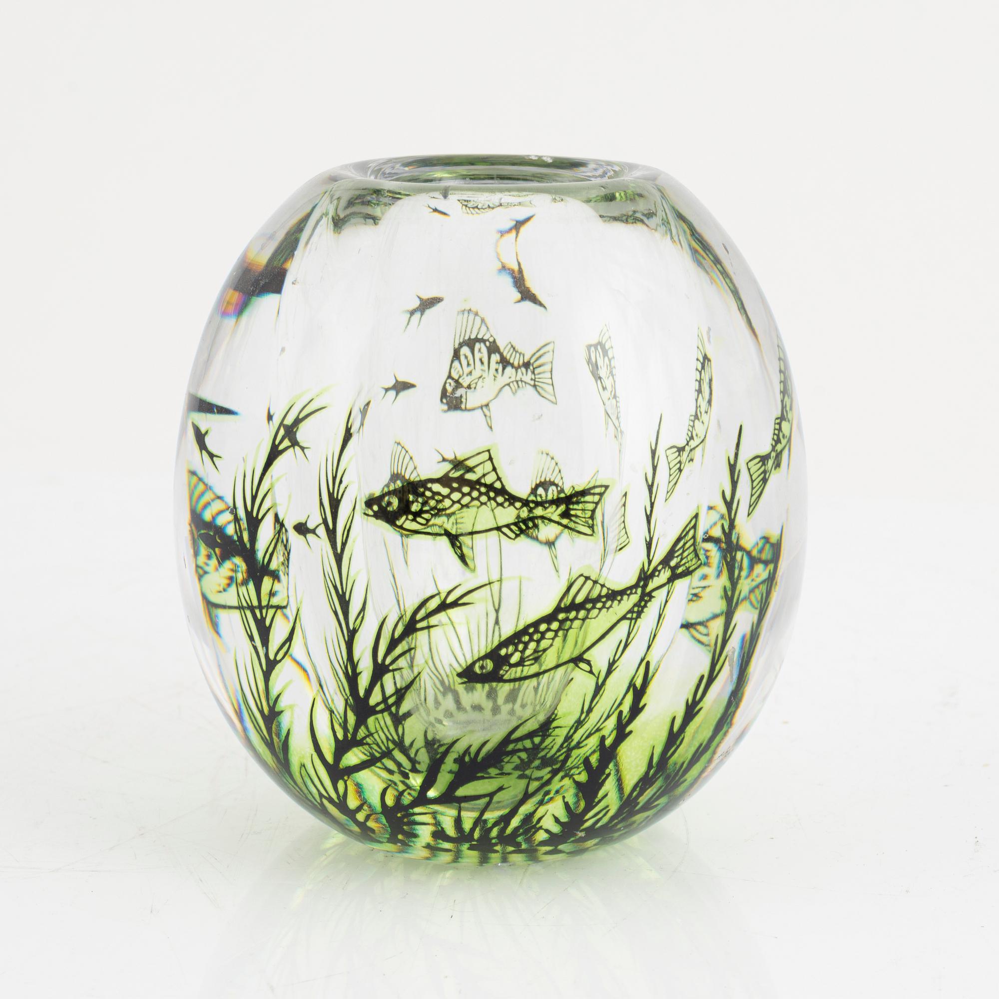 Edward Hald, a "Fish graal" vase, Orrefors, Sweden,