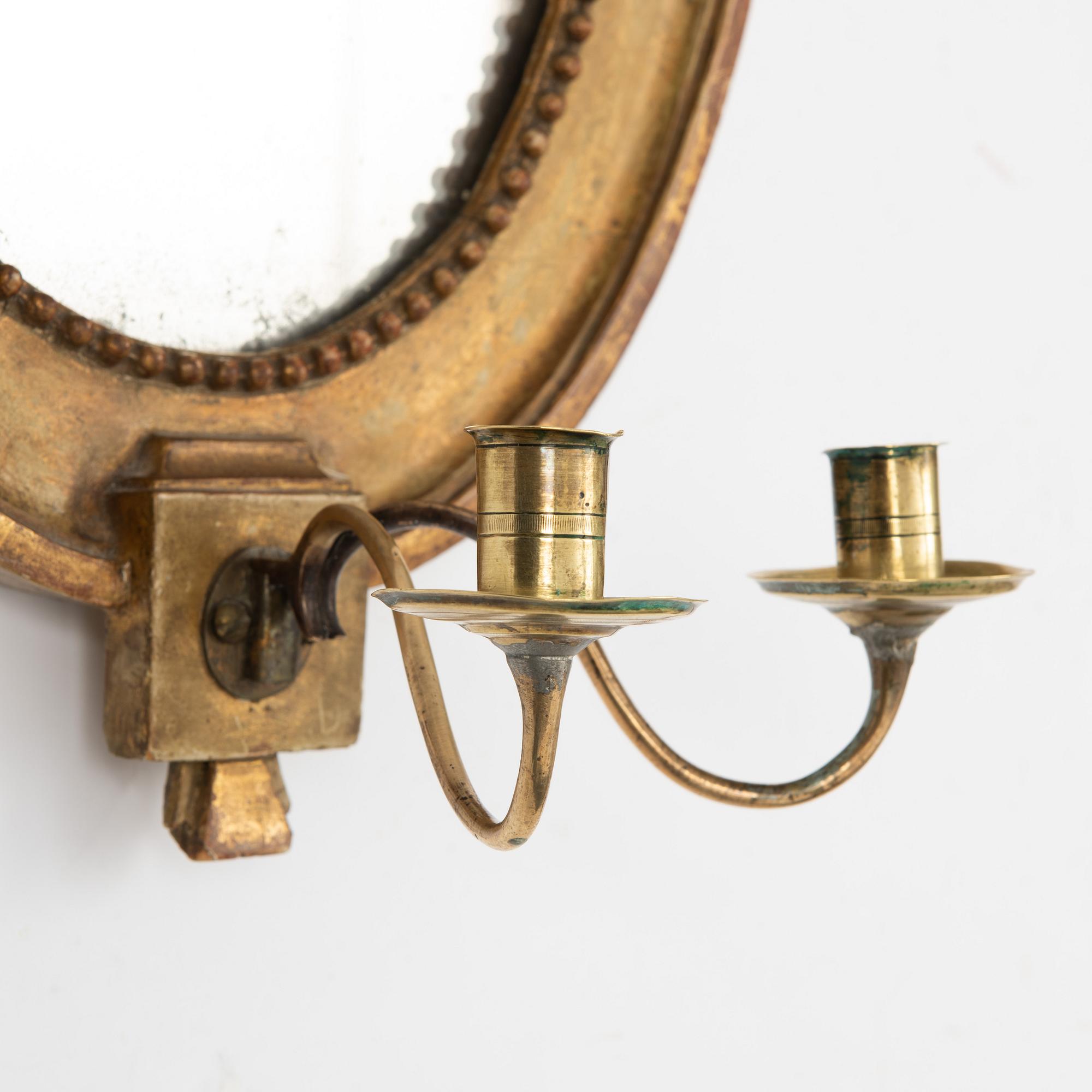 Spegellampett, för två ljus, Stockholmsarbete, sent 1700-tal, Gustaviansk.