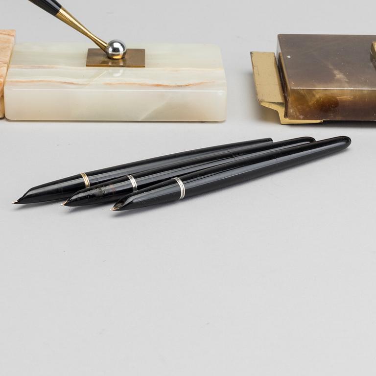 PARKER DESK SETS, three pcs, onyx.