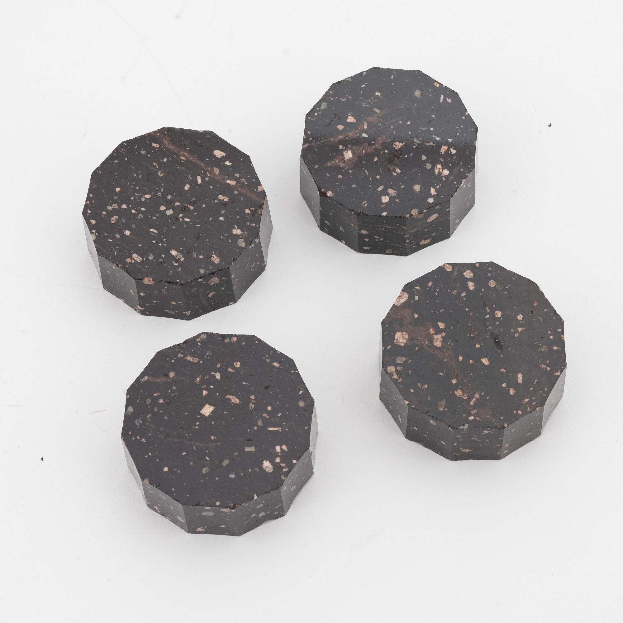 Four porphyry salt cellars, Empire, first half of the 19th cetnury.