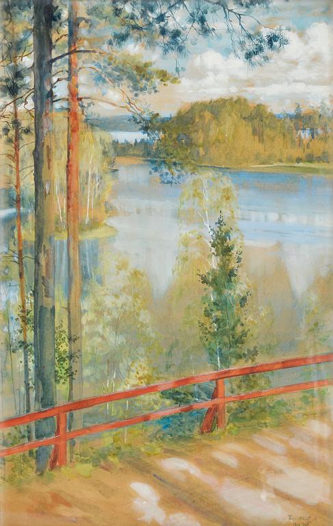 Albert Edelfelt, "INSJÖLANDSKAP FRÅN KAUKOLA, SAARIS.".