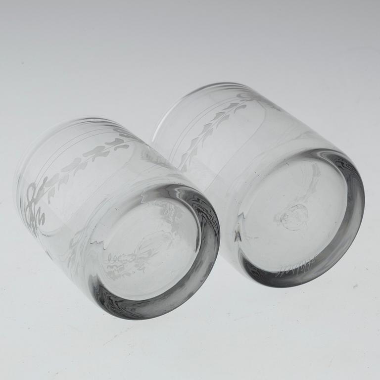 Sixteen whiskey glasses model "Antik" Reijmyre Glasbruk, second half of the 20th century.