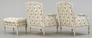 BERGERER, ett par, samt PALL, Louis XVI-stil, 1800/1900-tal.