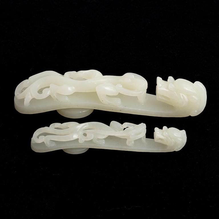 Two belt buckles, Nefrit, China, 20th century.
