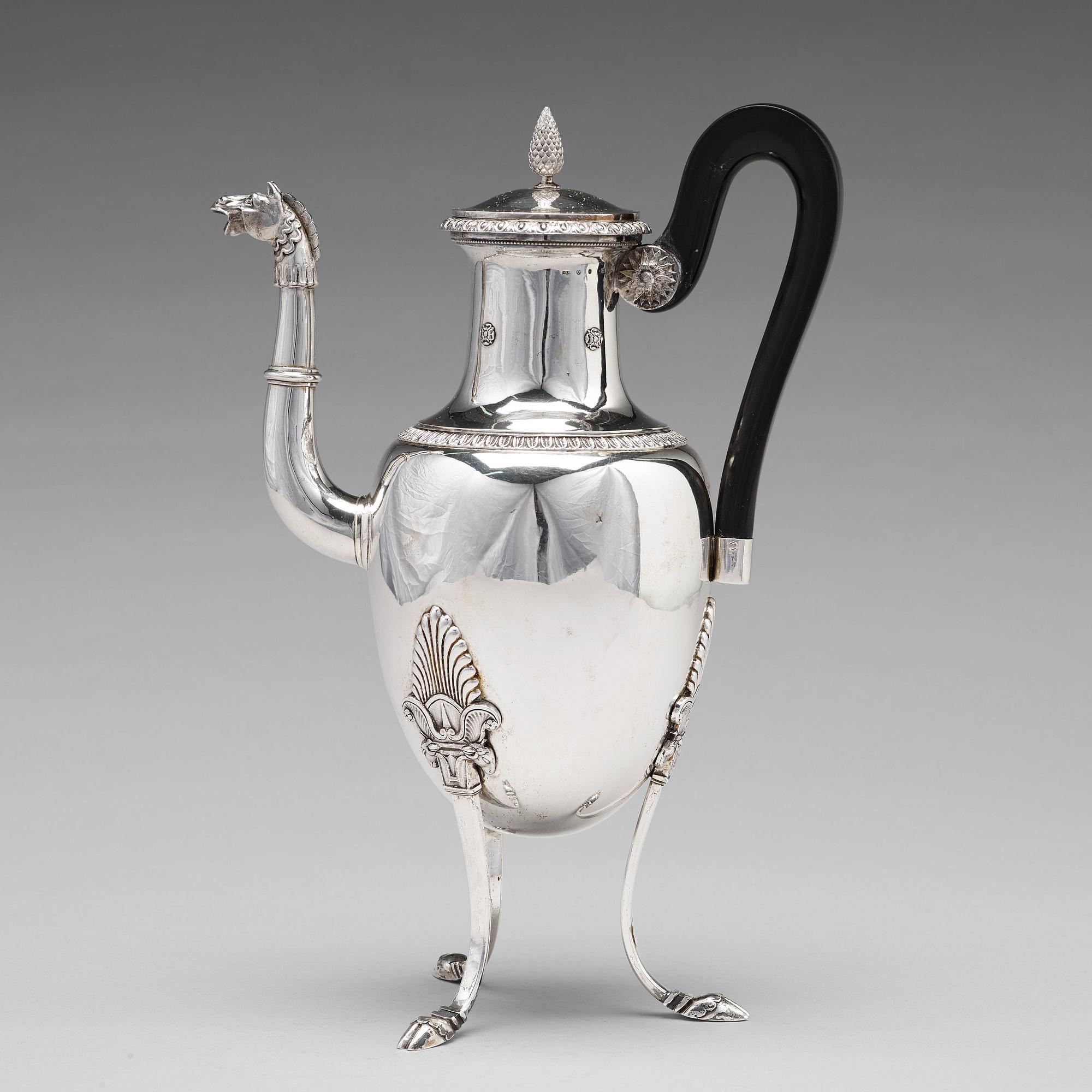 A Swedish 19th century silver coffee-pot, mark of Adolf Zethelius, Stockholm 1824.