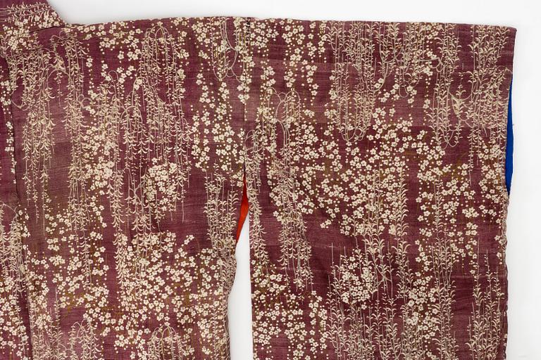 Kimono (five pieces), partially cotton, two pairs of shoes, one pair of socks, and a parasol, Japan, 20th century.