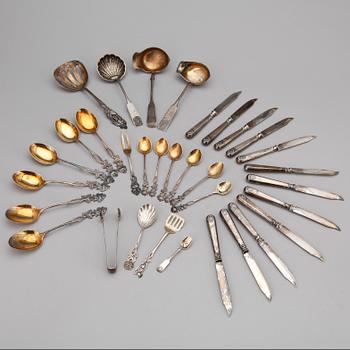 PARTI BESTICK, 33, silver, mestadels Finland. Total vikt ca 805 gram.