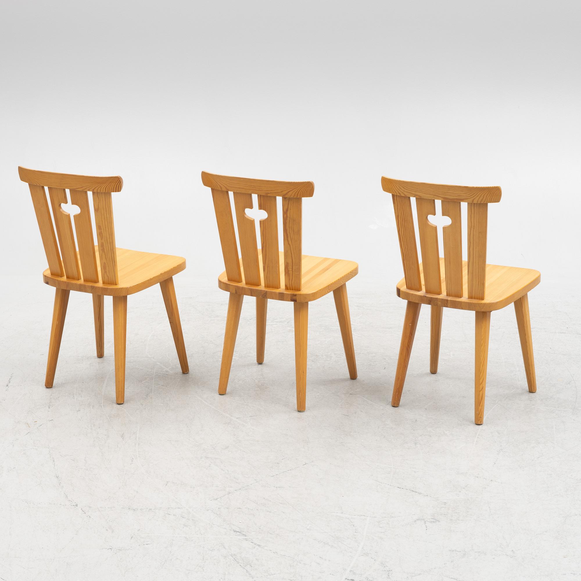 Göran Malmvall, three chairs, Svensk Fur, Karl Andersson & Sons, 1970's.