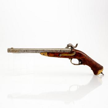 A Swedish rifled percussion pistol, 1850 pattern.