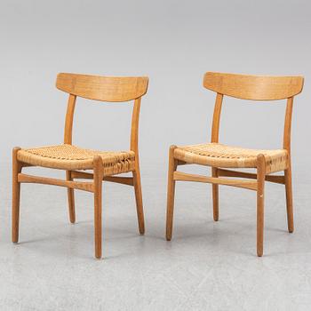 HANS J WEGNER, stolar, 6 st, "CH-23", "Spisestolen", Carl Hansen & Son, Danmark.