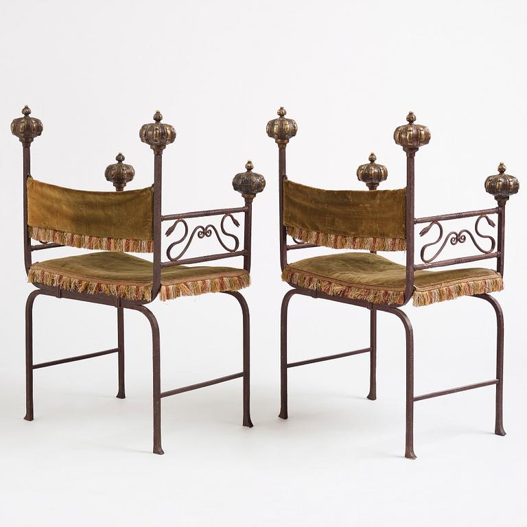 A pair of presumably Spanish armchairs, 19th century.