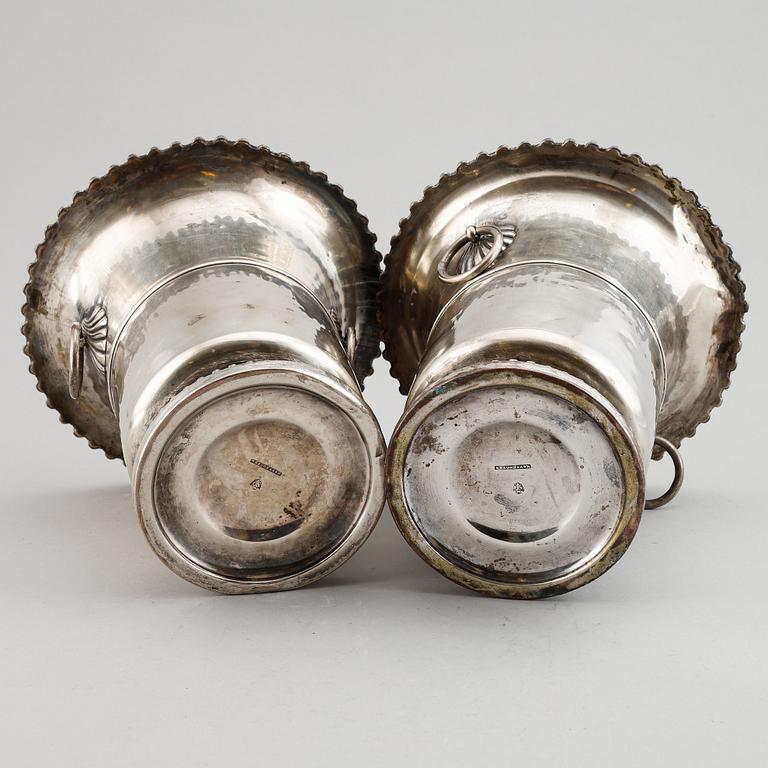 A pair of 19th century silver plate wine coolers, Meyerhoff, Vienna, Austria.