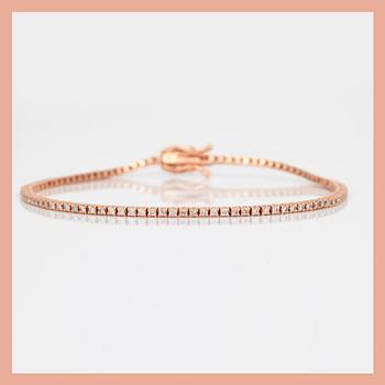 ARMBAND, rivière, 18K roséguld med briljantslipade diamanter, tot ca 0,99 ct. Total vikt ca 5,5 g.