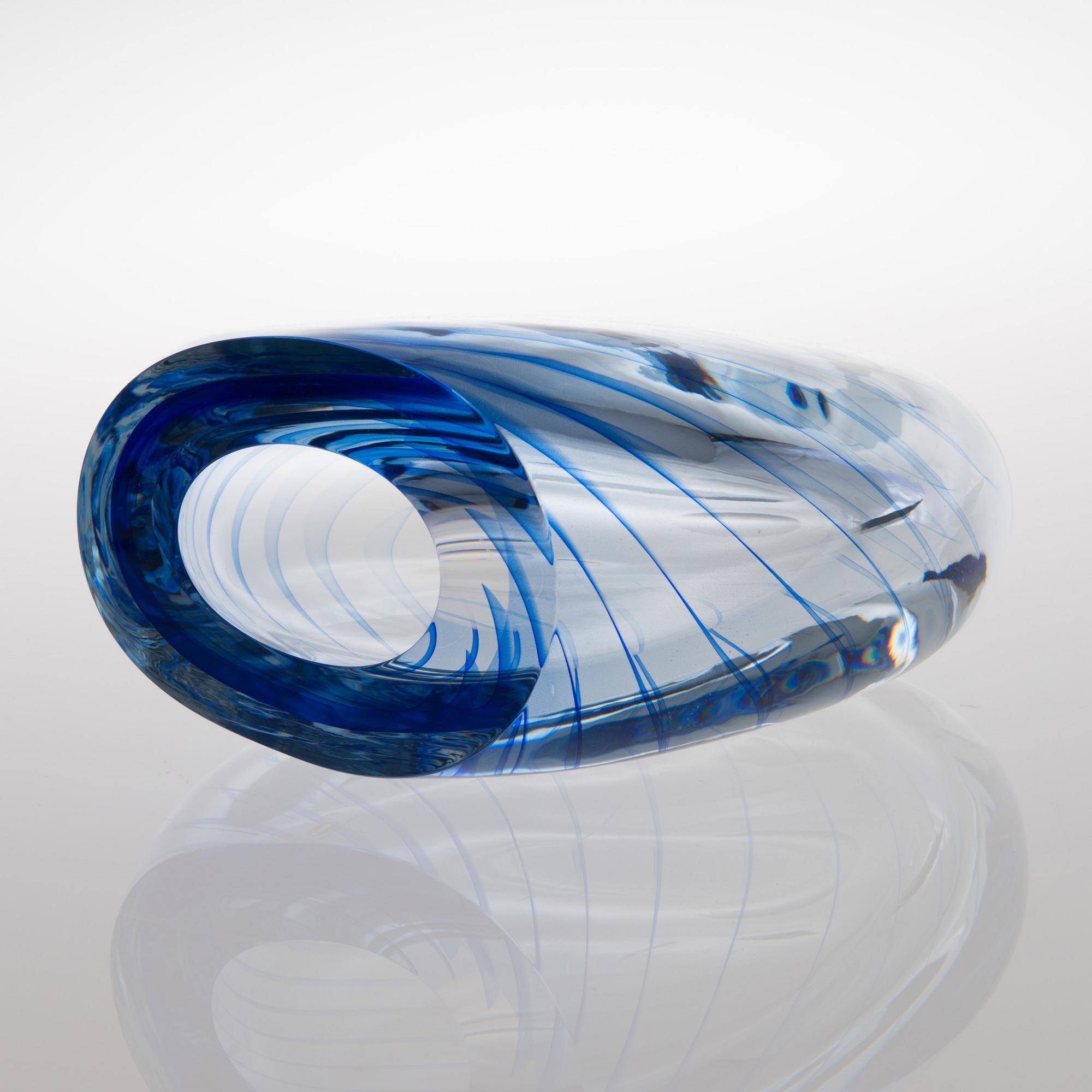 A glass vase signed Markus Eerola Iittala 1997 and numbered 35/500.