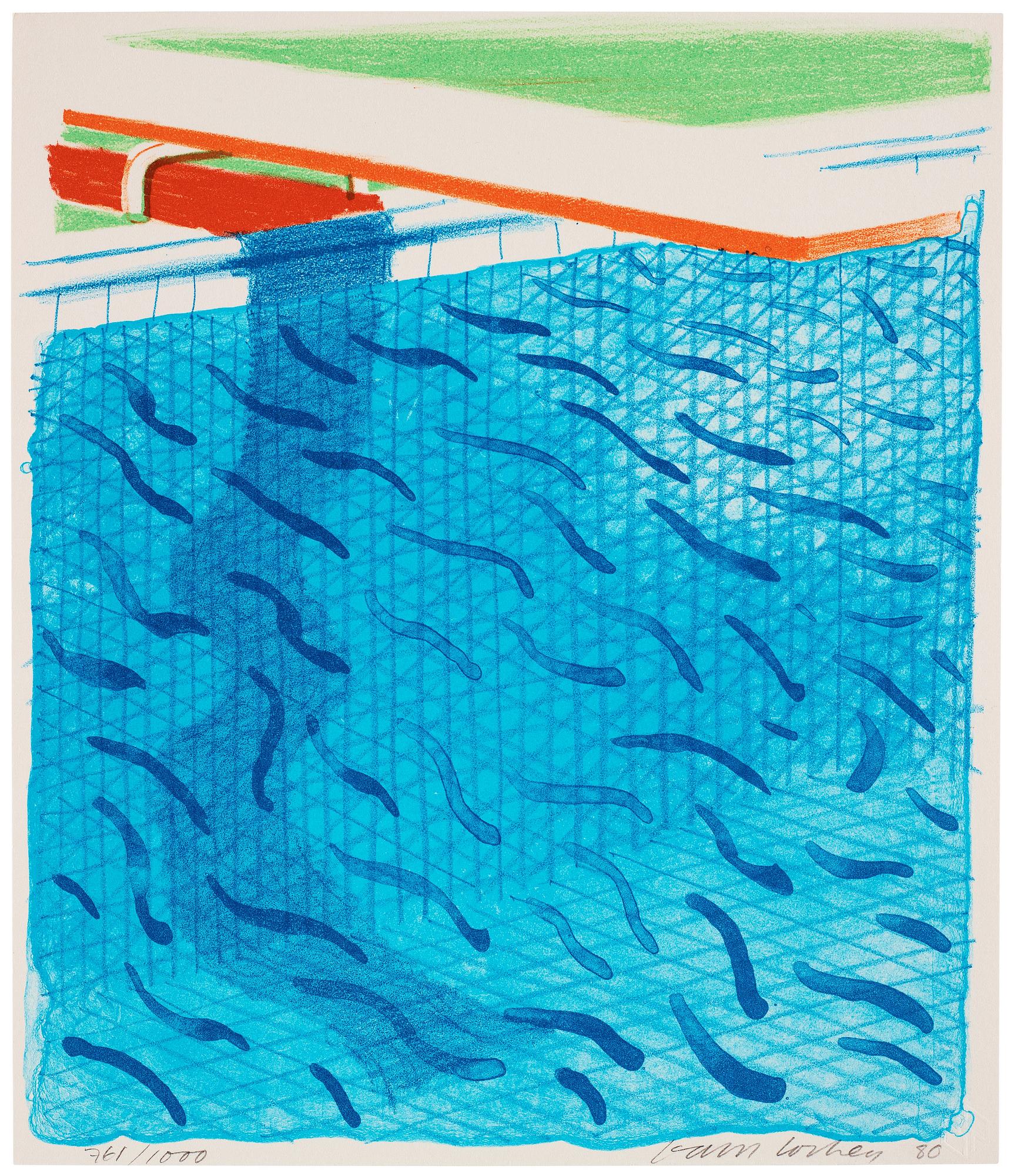 David Hockney, "Pool Made with Paper and Blue Ink for Book".