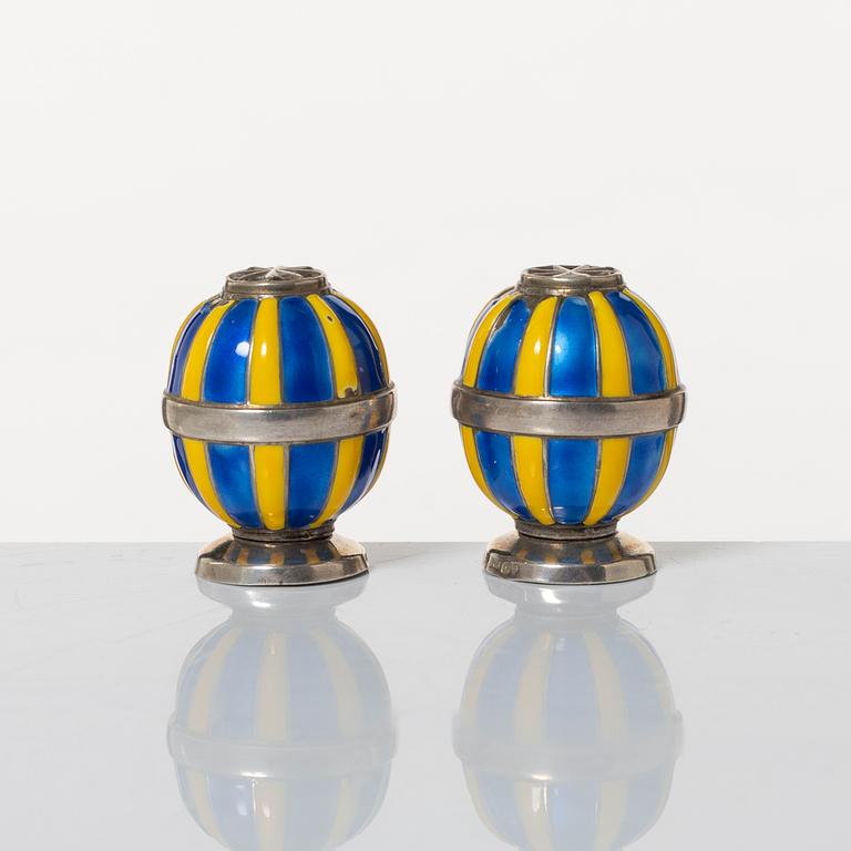 David Andersen, ströare, ett par, sterlingsilver och emalj, Norge, tidigt 1900-tal.