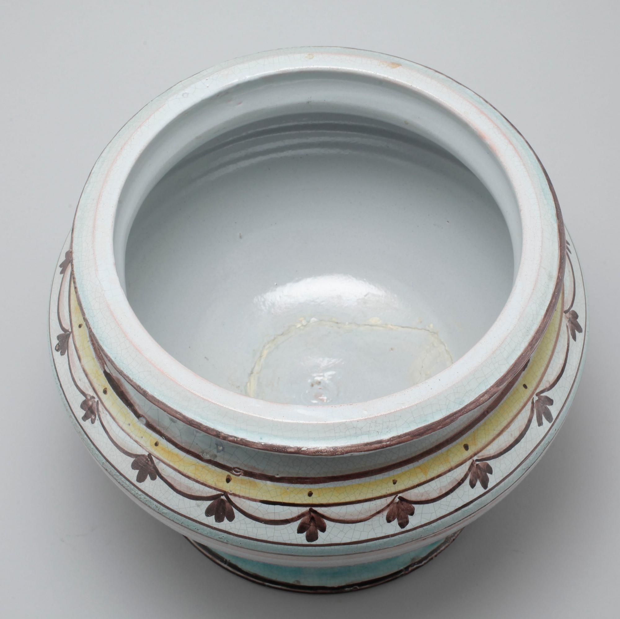 A unique earthenware soup terrine by GABRIEL BURMEISTER for Upsala Ekeby, dated 1921.