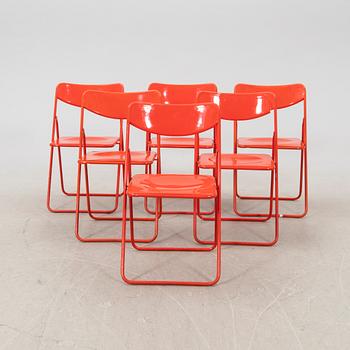 A set of six metal and plastic folding chairs IKEA late 20th century.