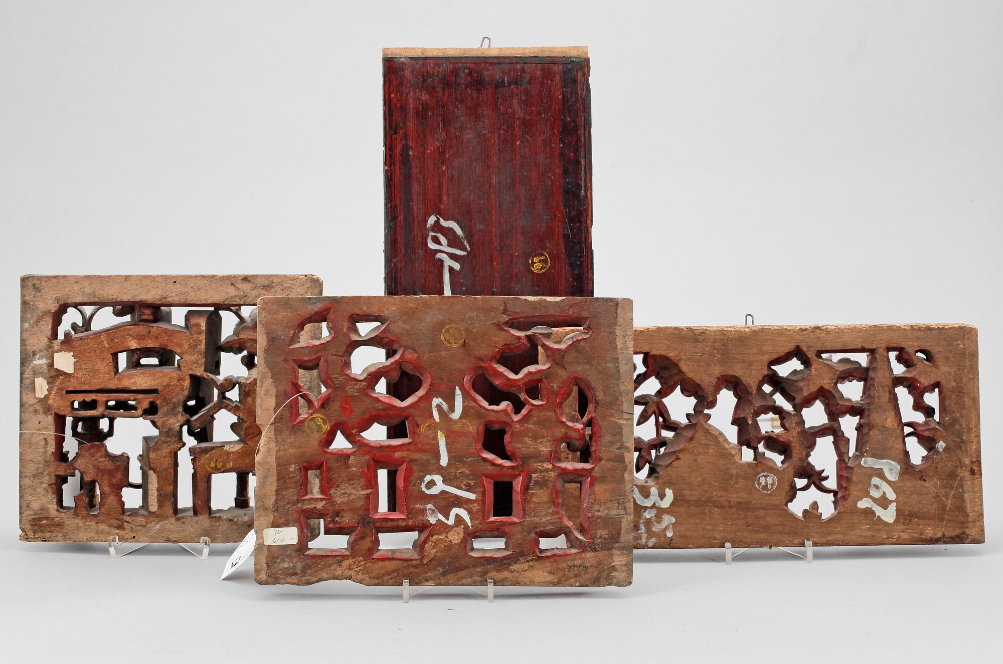 DEKORFRAGMENT, 4 delar, Kina, 1800/1900-tal.