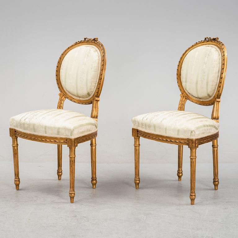 Soffa samt stolar, gustaviansk stil 1800-talets slut.