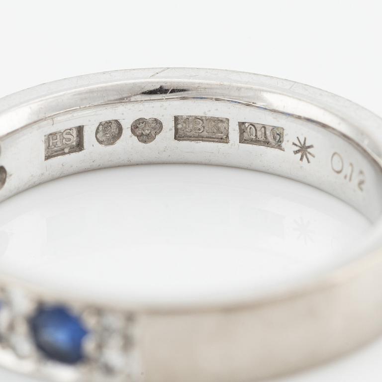 Ring, Strömdahls, 18K vitguld med safir och briljantslipade diamanter.