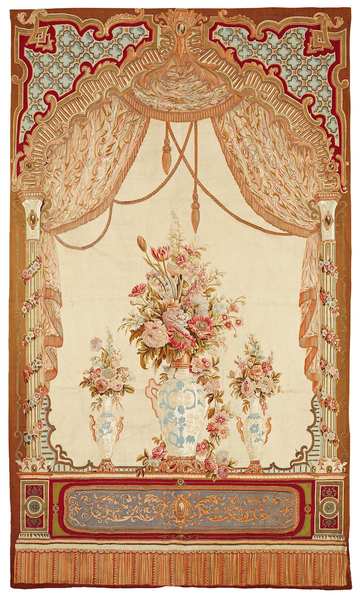 A TAPESTRY, "A Palace interior", ca 314,5 x 185,5-186,5 cm, Aubusson probably, second half of the 19th century.