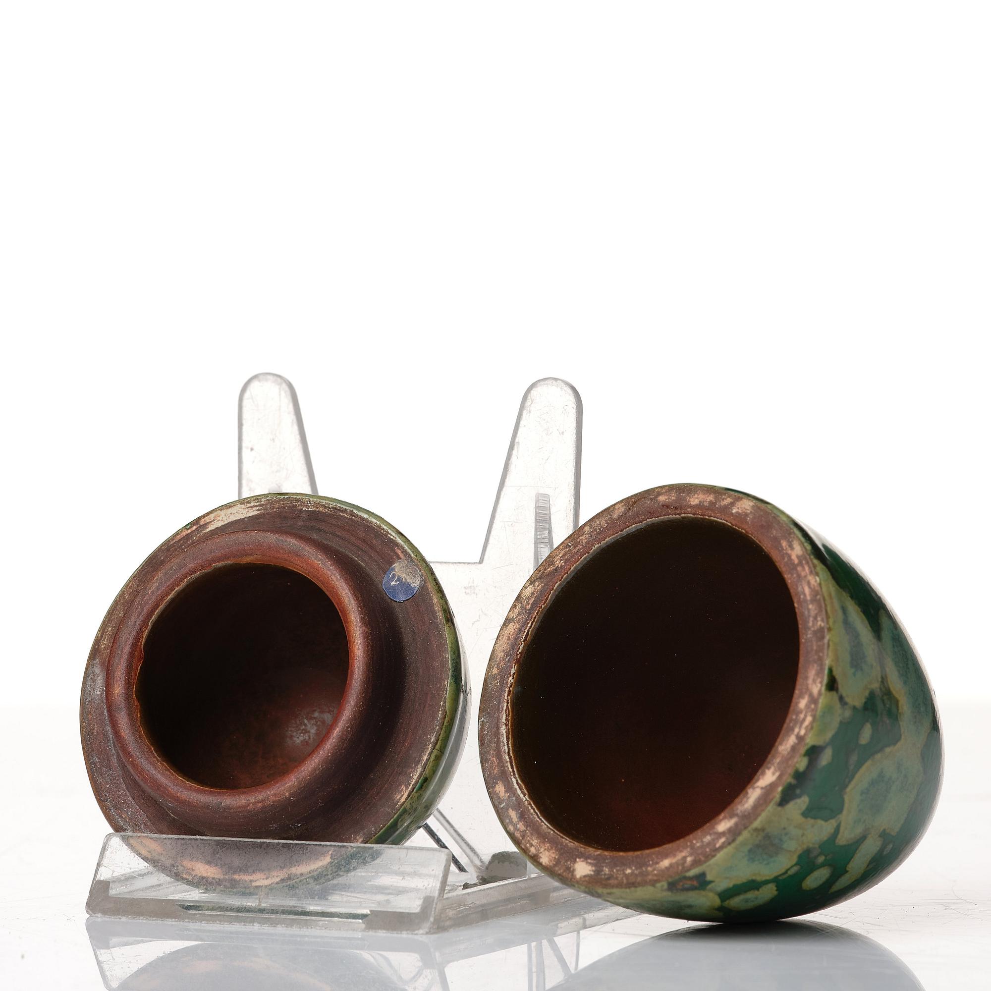 Hans Hedberg, a set of five faience sculptures of eggs, Biot, France.