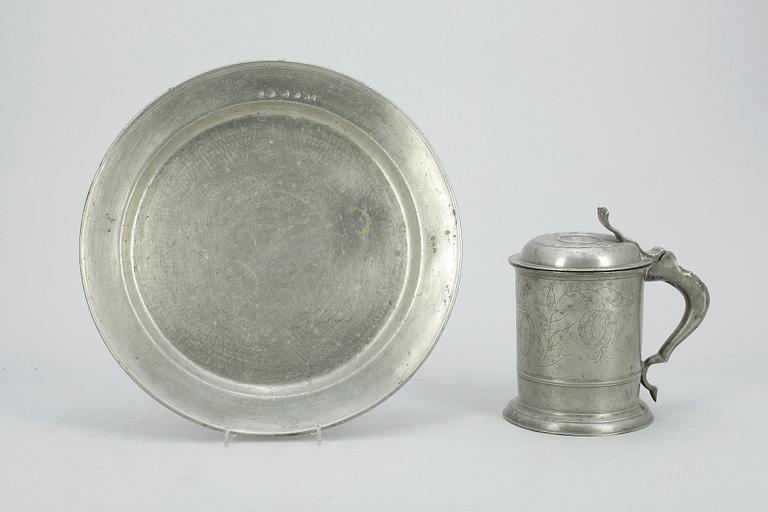 STOP samt FAT, tenn, möjligen Sven Ekström, Norrköping, 1849.