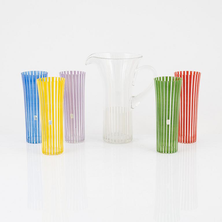 Bengt Orup, a "Strikt" pitcher and five glasses, Johansfors, Sweden 1950s.