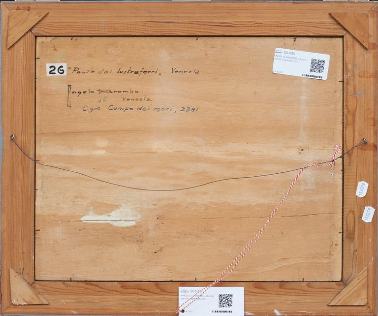 ANGELO BROMBO, olja på pannå, signerad.