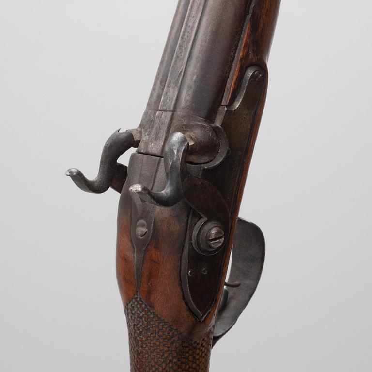 Hammerless shotgun, double-barrelled, signed AP Sandberg, 19th century.