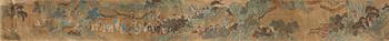 1541. A hand scroll of an excursion amidst blue mountain hills and rivers, Qing dynasty, late 19th Century.
