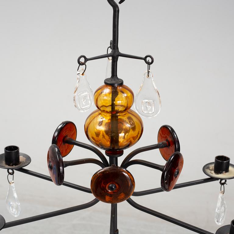 Erik Höglund, a forged iron chandelier, Boda smide, second half of the 20th century.