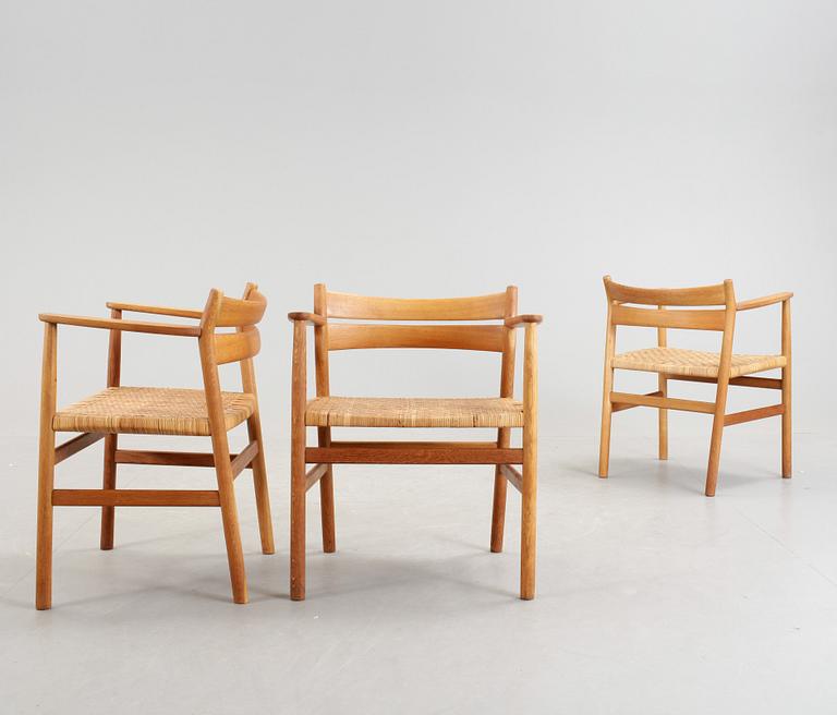 KARMSTOLAR, 3 st, Börge Mogensen, O.M. Madsens Fabriker, Danmark.