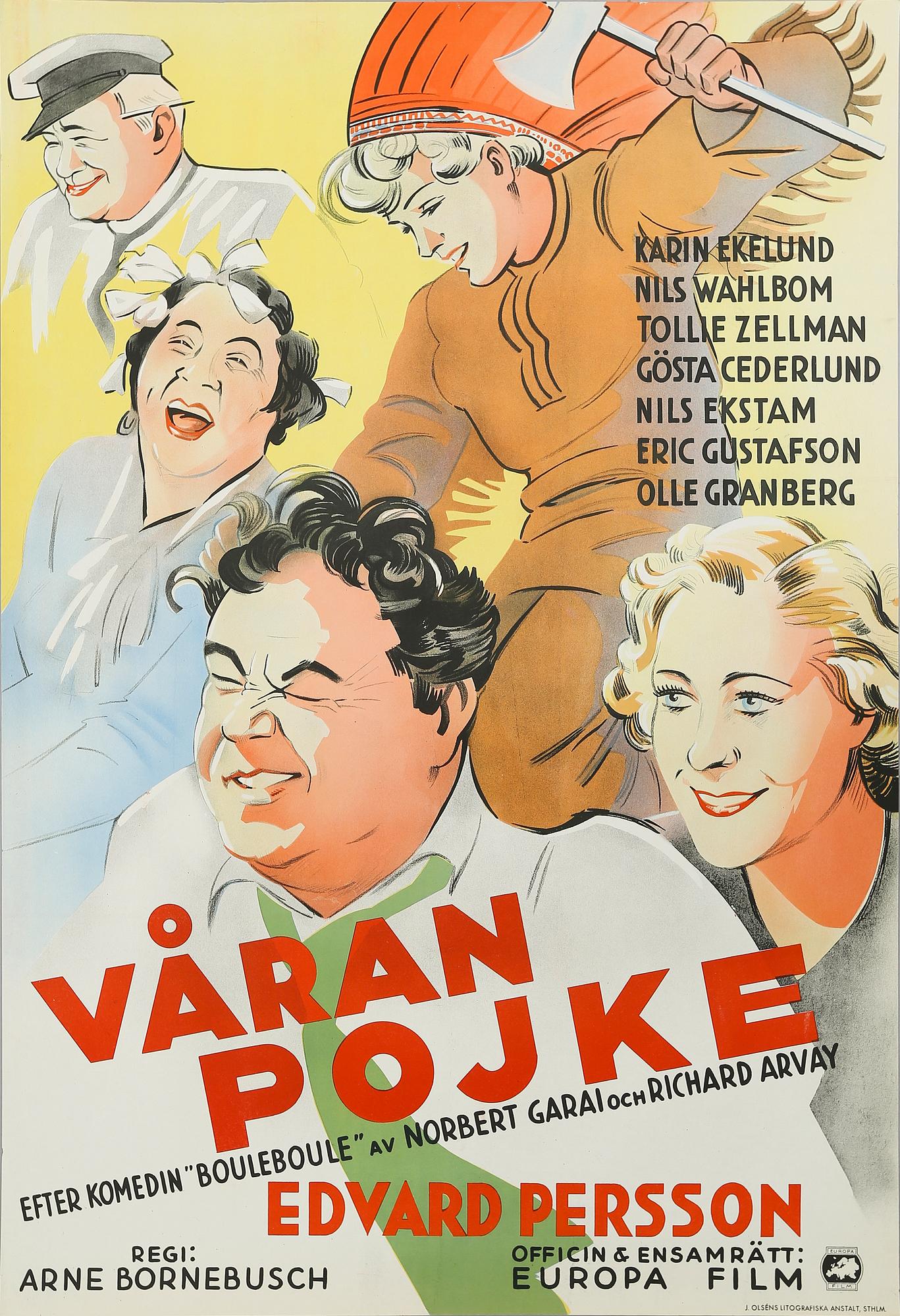 FILMAFFISCH, litografiskt tryck, "Våran Pojke", 1936.