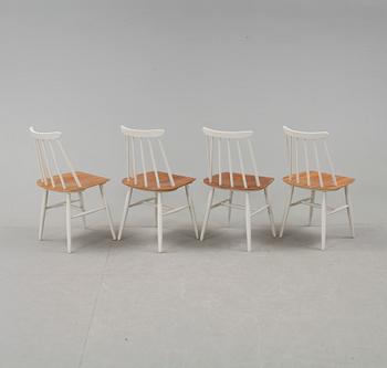 STOLAR, 4 st. "Fanett". Ilmari Tapiovaara, Edsbyverken. Modellen formgiven 1949.