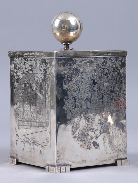 TOBAKSBURK, silver, C. G Hallberg, 1936. 628 gram.