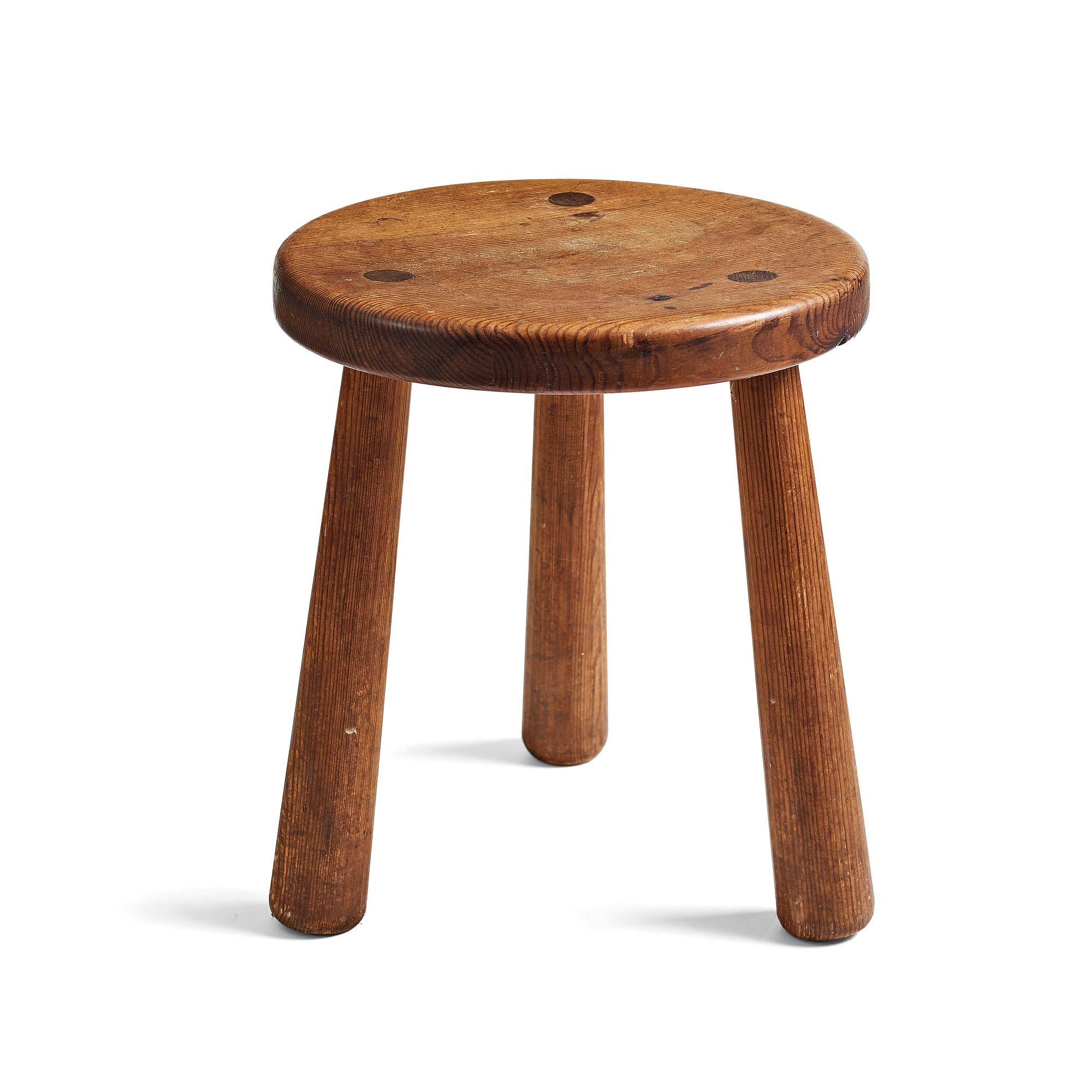 Axel Einar Hjorth, an "Utö" stained pine stool, Nordiska Kompaniet, Sweden 1930's.