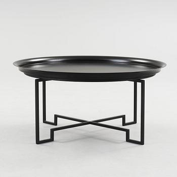A Per Öberg black lacquered tin and iron sofa table, Svenskt Tenn, post 2000.