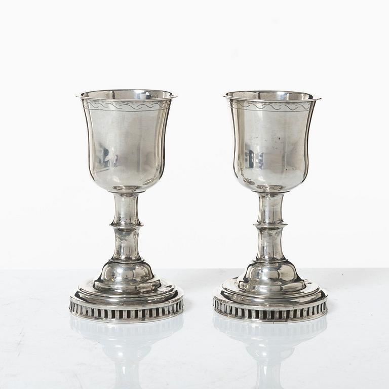 Arvid Vernström, soup ladles, a pair, silver, Eksjö 1816.