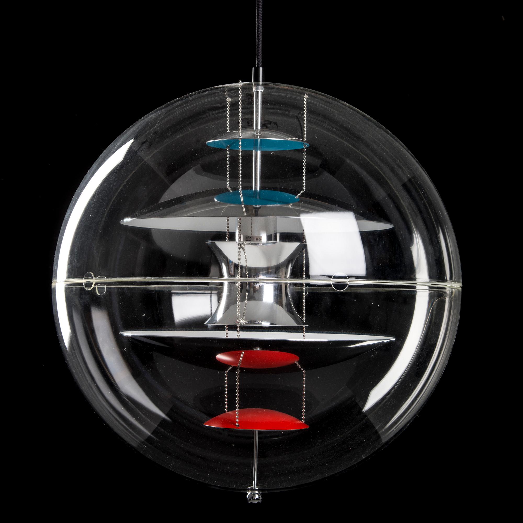 TAKLAMPA, "VP-Globe", Verner Panton, Louis Poulsen, Danmark. Höjd 50 cm.