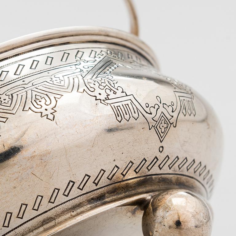 A Russian Pan-Slavic silver sugar bowl, maker's mark of Alexander Fuld, Moscow 1884.