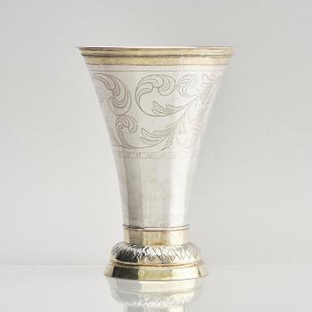 A Swedish 19th century parcel-gilt silver beaker, mark of Johan Ferdinand Grönqvist, Östhammar 1837.